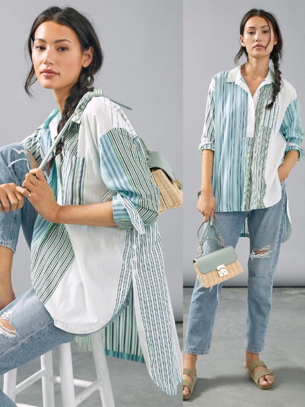 Maeve by Anthropologie Alix Henley Oversized Striped Popover Tunic M